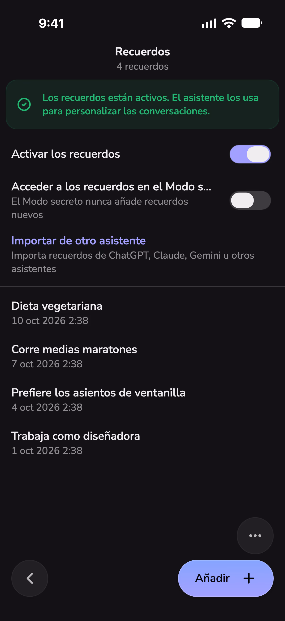 Ajustes de memoria de Mono, con lo que recuerda