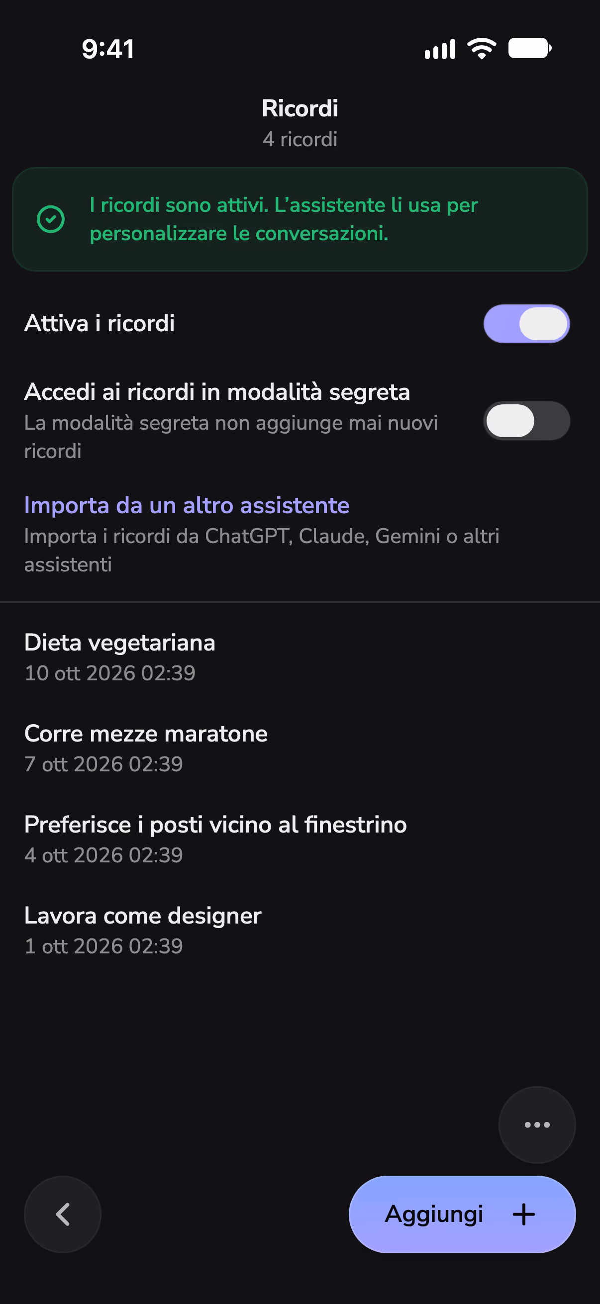 Impostazioni della memoria di Mono, con ciò che ricorda