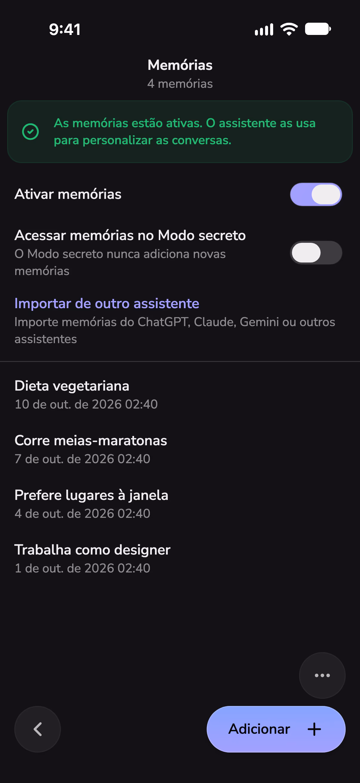 Definições de memória do Mono, com aquilo de que se lembra