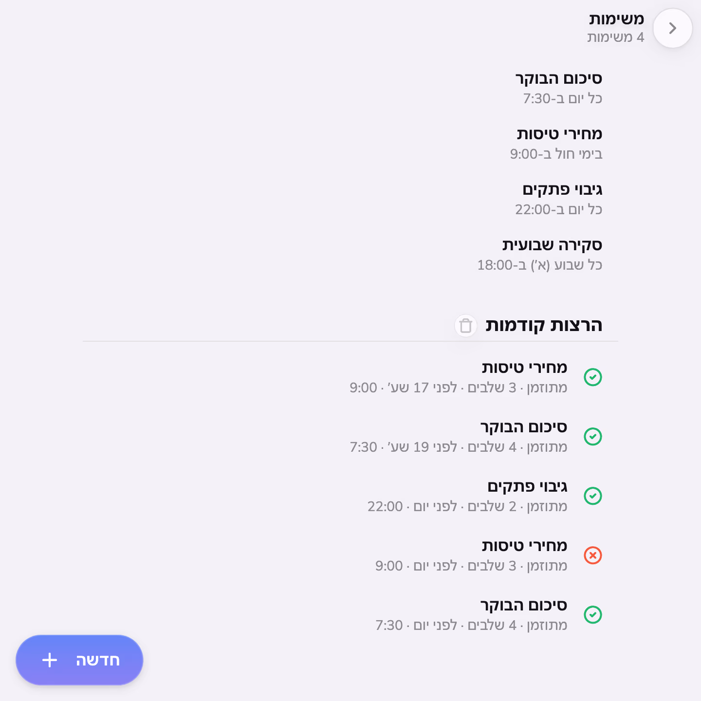 משימות מתוזמנות ב-Mono וההרצות האחרונות שלהן